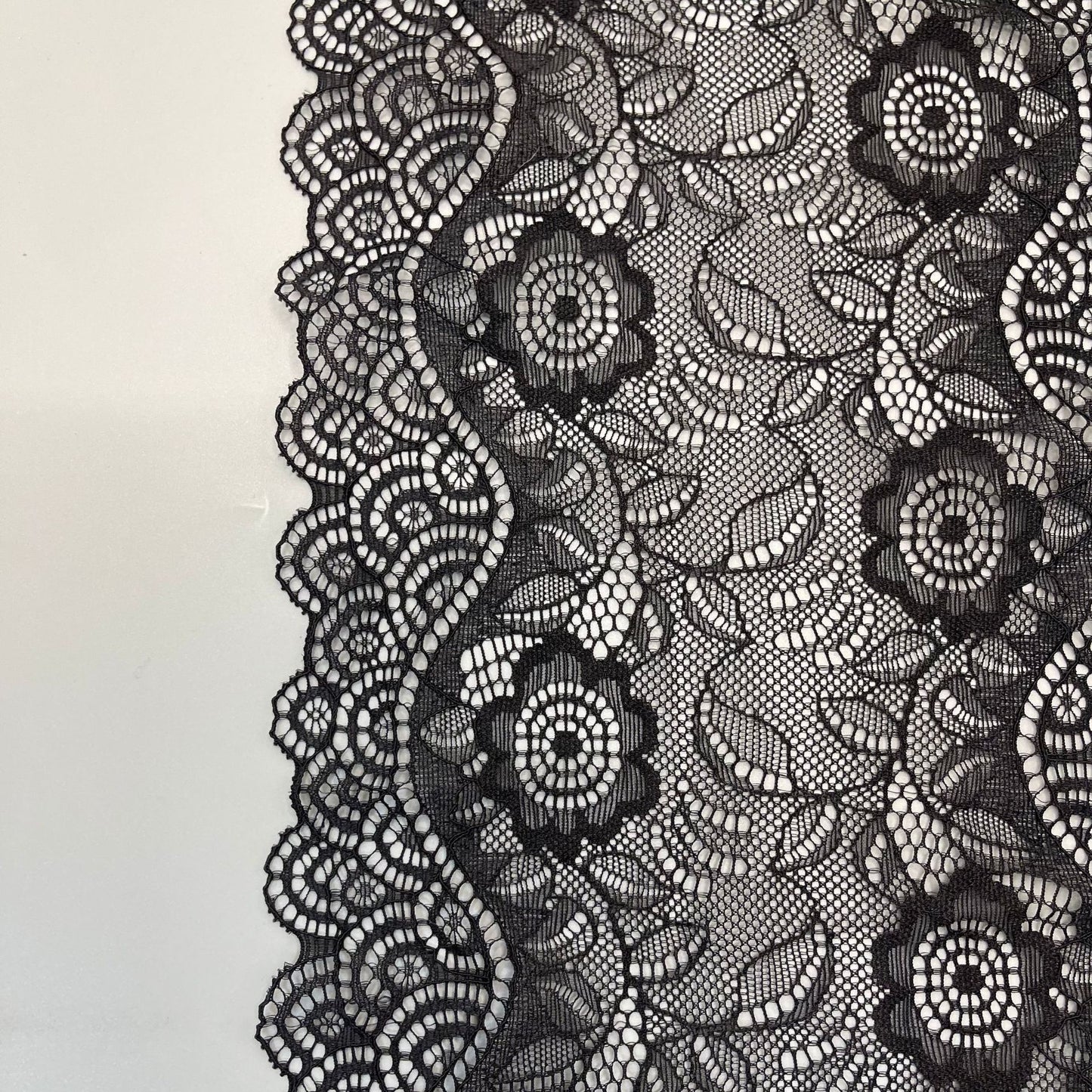 freedombeauty|18CM Lace Trim Elastic Lace Trim Rose Flower Shape Dense Pressed Yarn Accessories