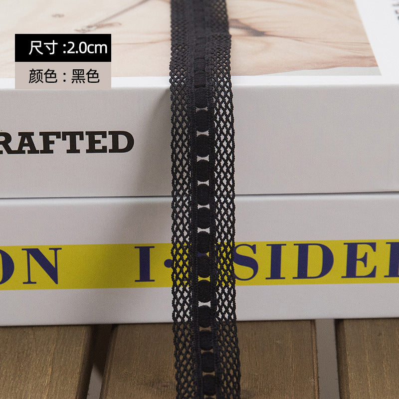 FREEDOMBEAUTY | Manufacturer supplies 2cm grid dot knitted elastic elastic band, clothing accessories decorative webbing black and white spot