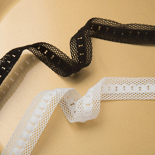 FREEDOMBEAUTY | Manufacturer supplies 2cm grid dot knitted elastic elastic band, clothing accessories decorative webbing black and white spot