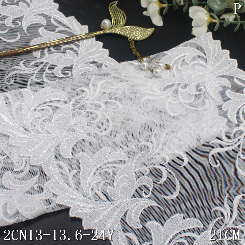 【1pack】-freedombeauty|Bleached Color Double-Sided Chinese Style Pattern Mesh Embroidery Trim Curtain Sofa Cushion Lace Trim DIY Accessories