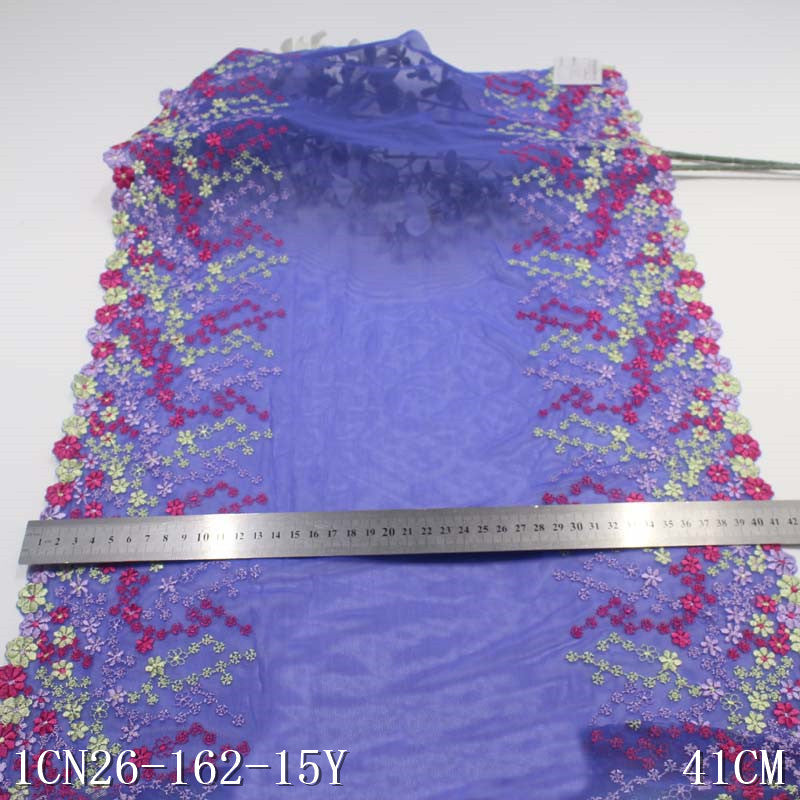 【1pack】-freedombeauty|Two-tone Double-sided Fresh Small Floral Elastic Embroidery Wide Lace Trim Clothing Lingerie Lace Trim DIY Accessories