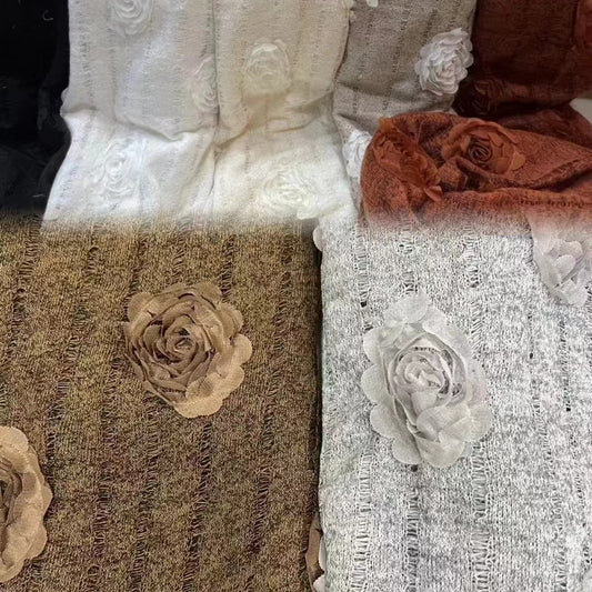 freedombeauty|Full Rope Embroidery Craft Sequin Flower Non-Stretch Chenille Lace Fabric for Women's Cheongsam Wedding Dress Loungewear Fabric