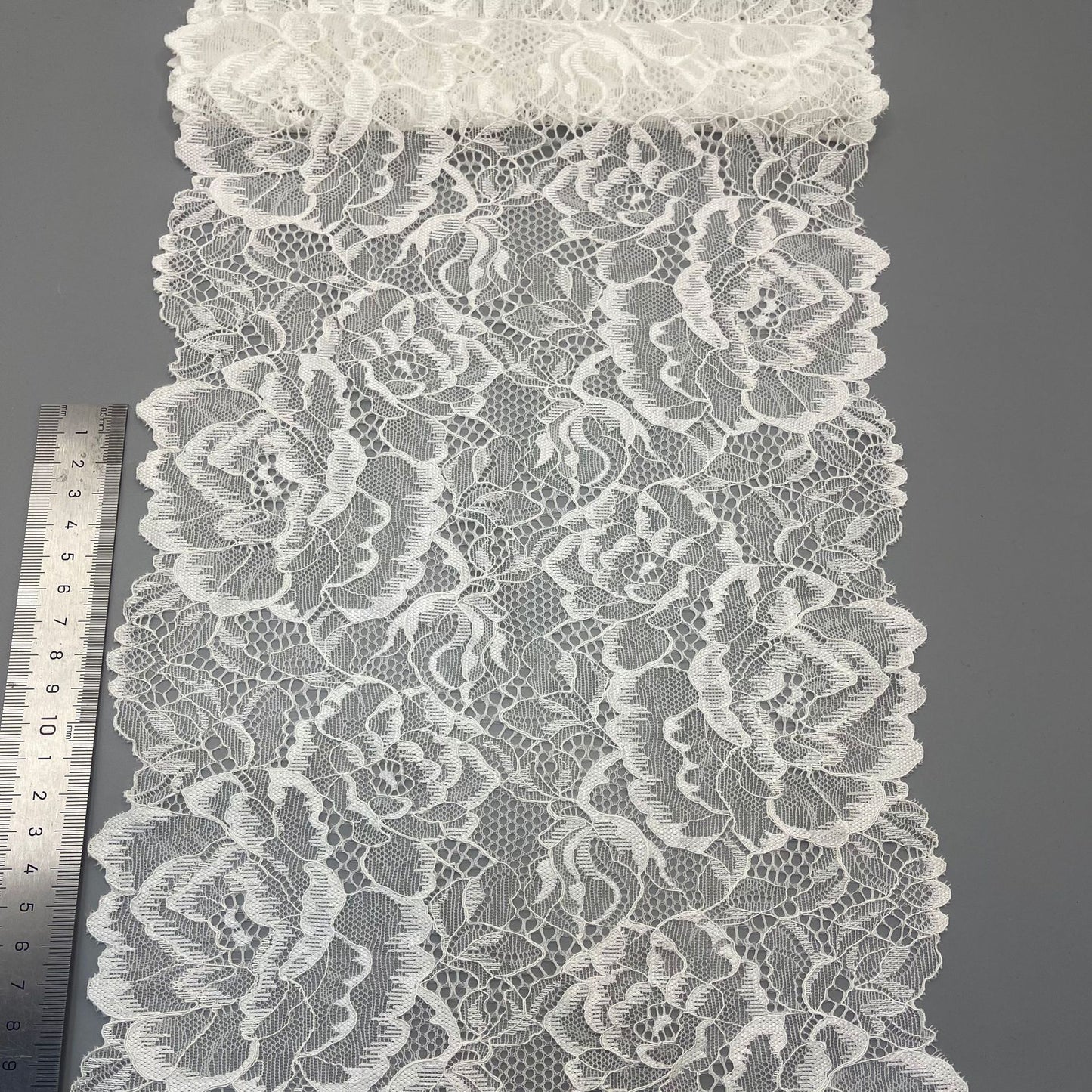 freedombeauty|24cm Handmade Wedding Dress Accessories White Elastic Lace Trim Hollow Design