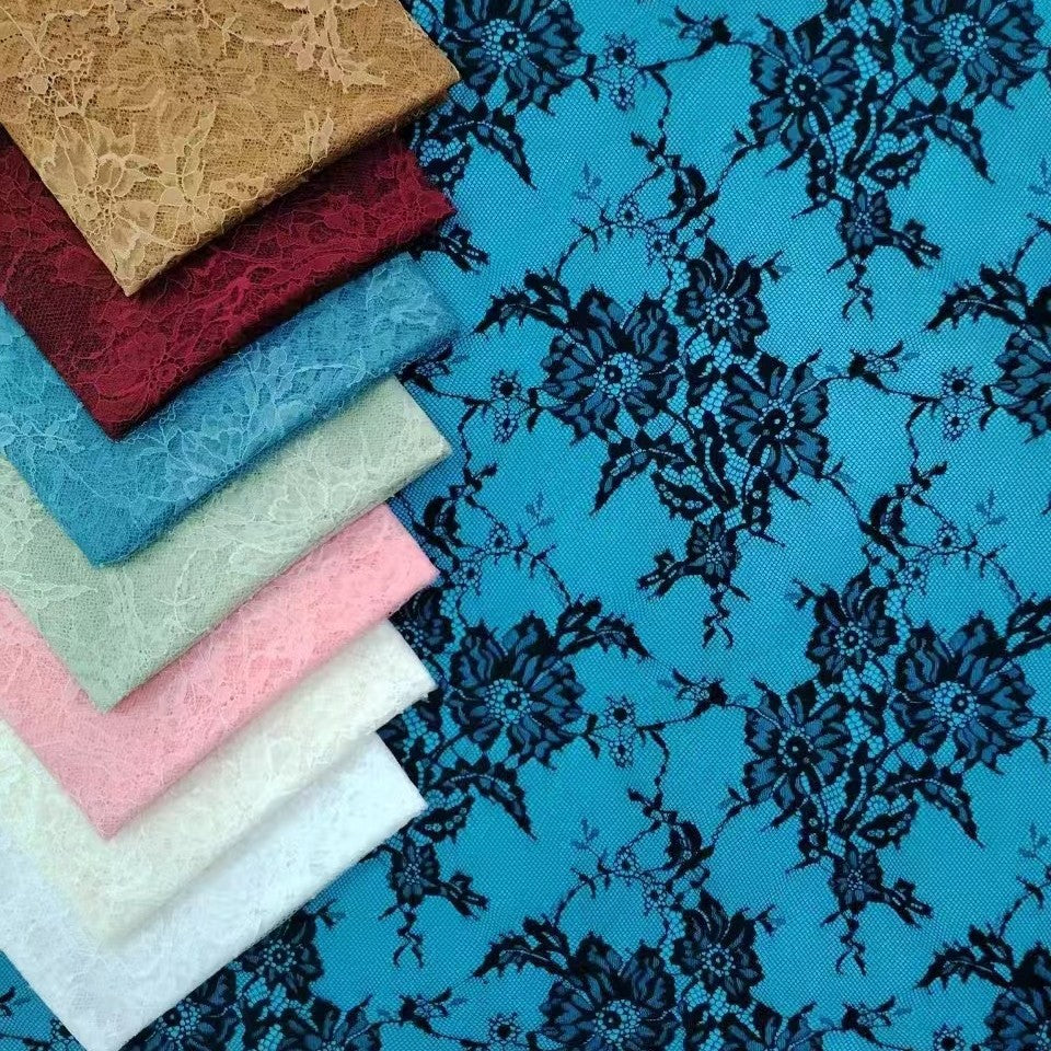 freedombeauty|Leaf Peacock Flower Nylon Lace Fabric Full Pattern Lace Fabric Dress Fashion Gown Wedding Dress Accessories