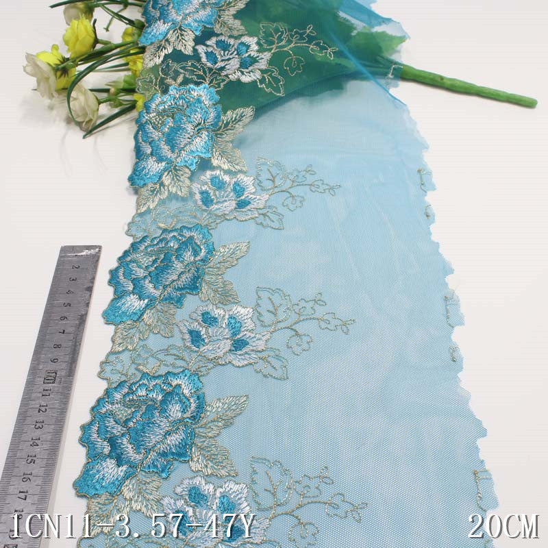 【1pack】-freedombeauty|Three-Color National Style Ancient Style Single-Sided Large Flower Embroidery Lace DIY Hanfu Performance Costume Lace Trim Accessories