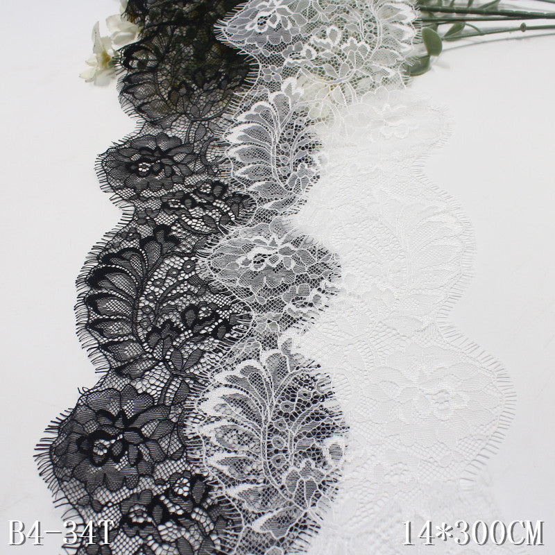 freedombeauty|Black and White Asymmetric Pattern Romantic Non-Elastic Eyelash Lace Lightweight Underwear Clothing Accessories Materials