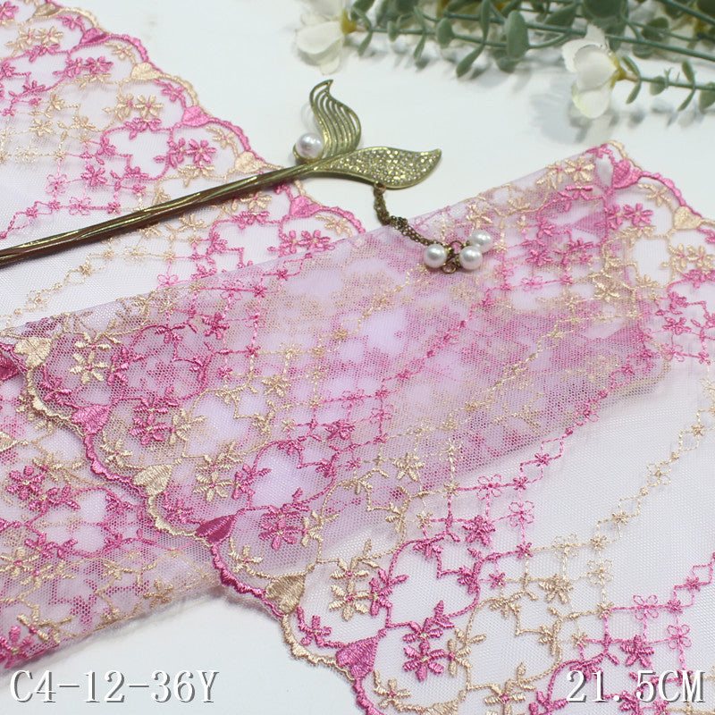 【1pack】-freedombeauty | Two-tone French Double-sided Heart Heart-shaped Floral Mesh Embroidery Trim Curtain Sofa Cushion Lace Trim Accessories