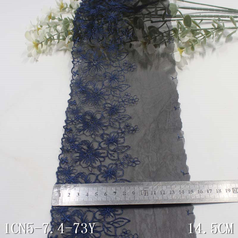 【1pack】-freedombeauty|Two-Color Mesh Single-Sided Polyester Thread Flower Embroidery Trim DIY Home Textile Curtain Clothing Lace Trim Accessories