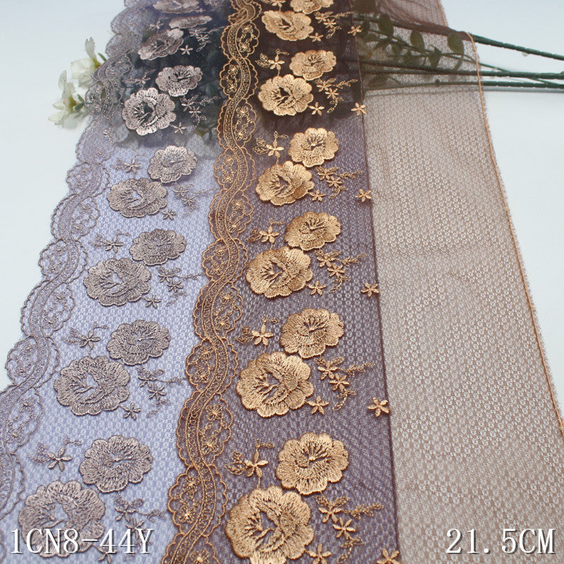 【1pack】-freedombeauty|Lace Mesh Single Edge Exquisite Vintage Flower Embroidery Trim Clothing Home Textile Lace Trim Accessories DIY