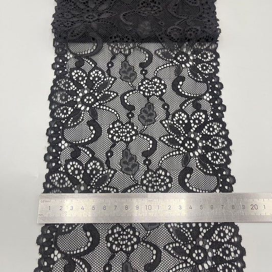 freedombeauty|18cm Black and White Hollow Elastic Lace Trim DIY Clothing Lingerie Lace Wedding Dress Accessories