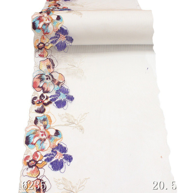 【1pack】-freedombeauty|Custom Skin Tone Mesh Bottom Colorful Flower Knitted Embroidery Lace Women's DIY Handmade Bedding Accessories Underwear