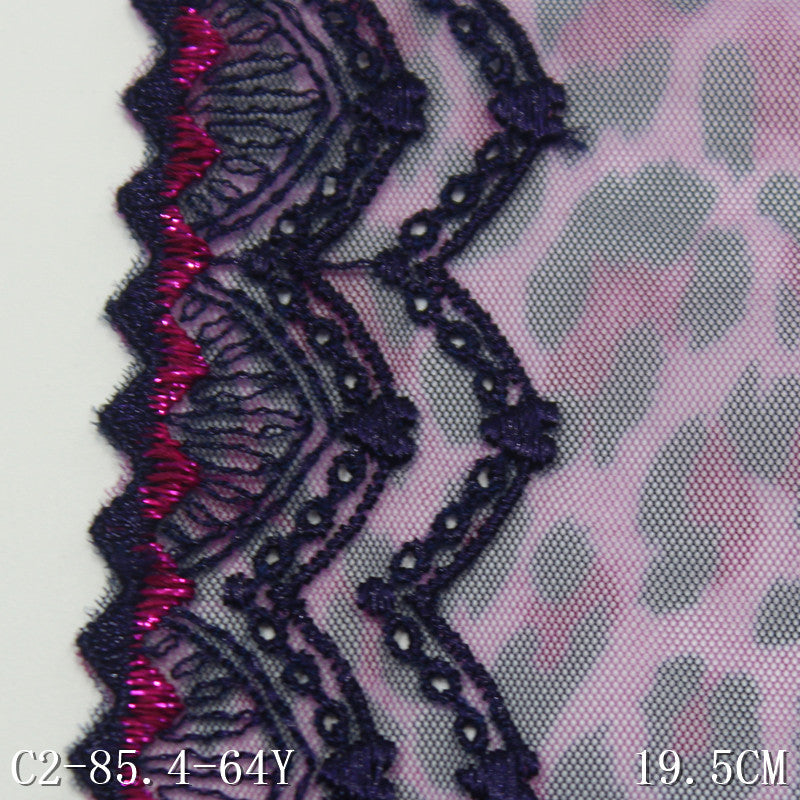 【1pack】-freedombeauty|Leopard Print Single Side Silver Thread Mesh Embroidery Trim 19cm Curtain Sofa Cushion Lace Trim Accessories