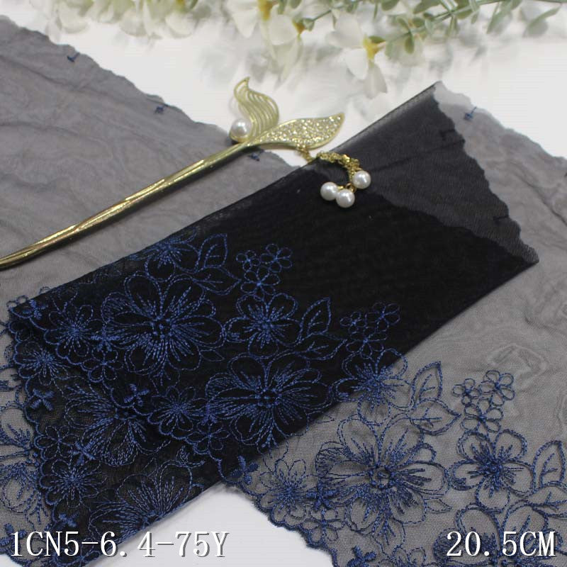 【1pack】-freedombeauty|Two-Color Mesh Single-Sided Polyester Thread Flower Embroidery Trim DIY Home Textile Curtain Clothing Lace Trim Accessories