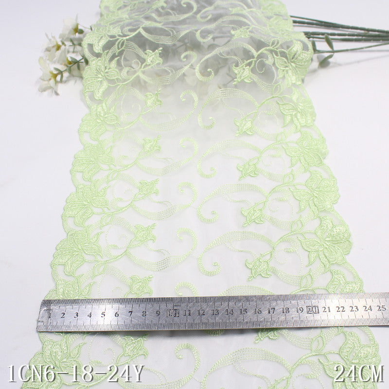 【1pack】-freedombeauty|Two-Color French Retro Double-Sided Flower Embroidery Lace DIY Clothing Curtain 24cm Lace Trim Accessories