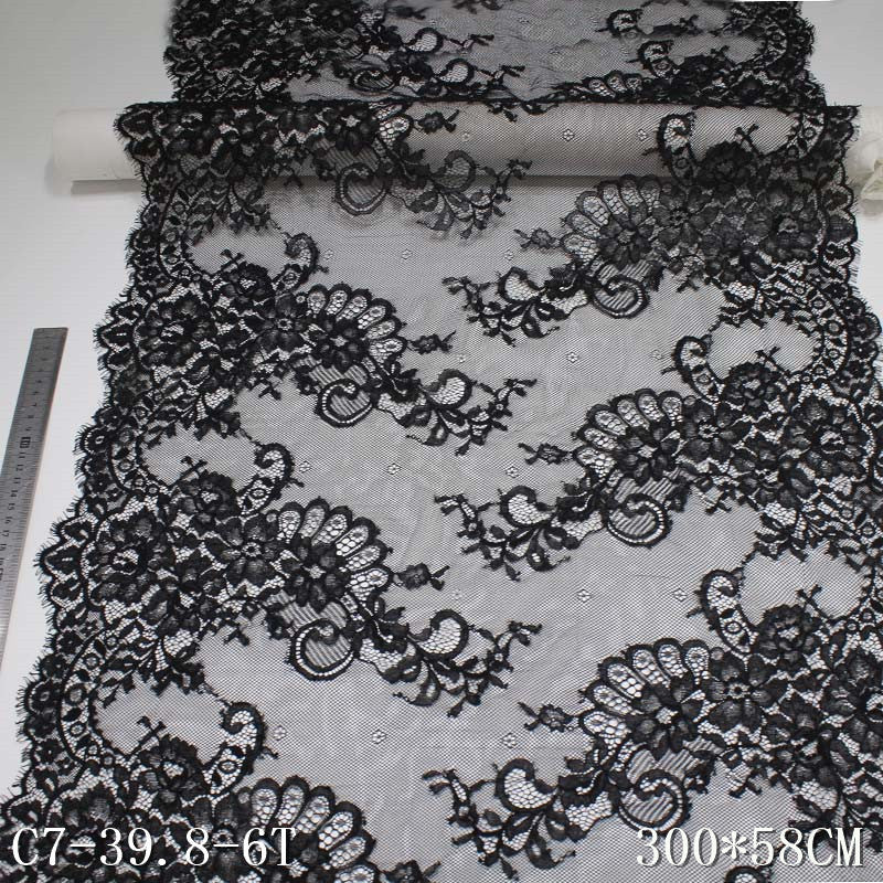 freedombeauty|In Stock Lace Trim Black Wide 58cm Double-Sided Large Wave Tablecloth Apron Trim Eyelash Lace