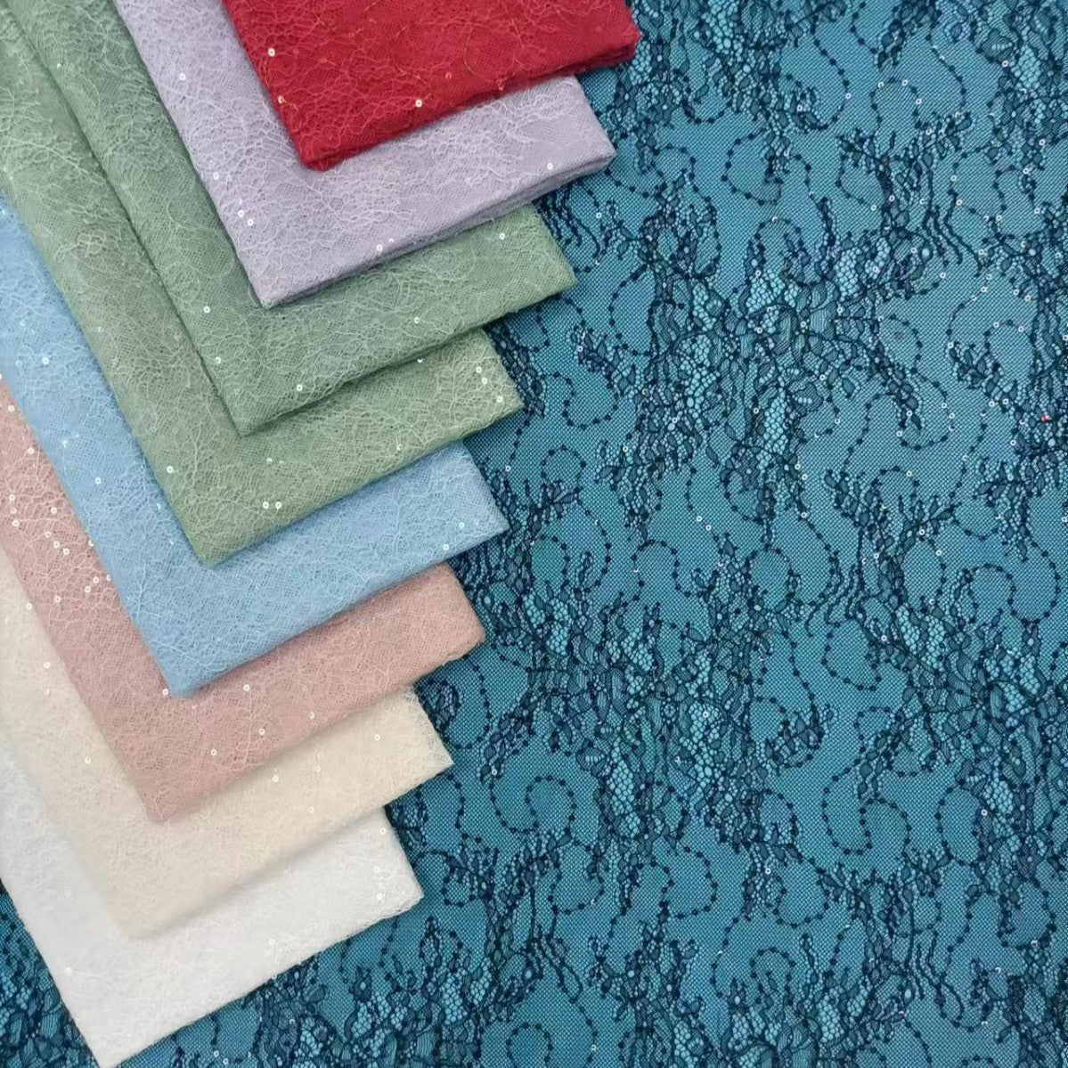 freedombeauty|Sequin Brocade Polyester Lace Fabric Full Width Non-Elastic Lace Fabric Fashion Clothing Lace Accessories Lace Fabric In Stock