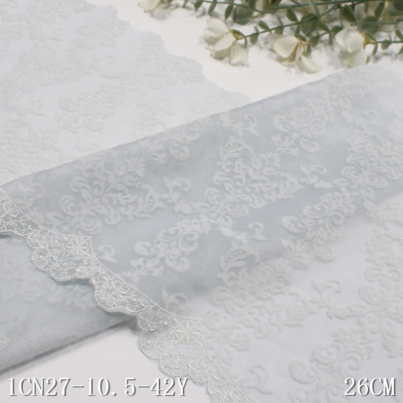 【1pack】-freedombeauty|Multicolor Chiffon Mesh Single-Sided Flocking Pattern Embroidery Trim Curtain Sofa Cushion Lace Trim Accessories