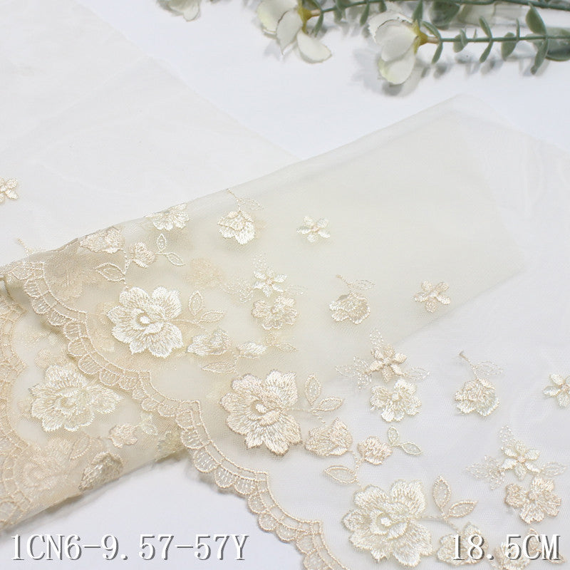 【1pack】-freedombeauty|Light Apricot Mesh Ins Style Gentle Single Wave Small Flower Embroidery Clothing Skirt Hem Neckline Sofa Cushion Accessories