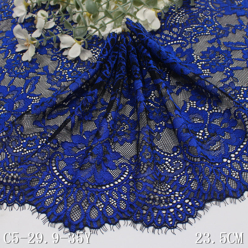 freedombeauty|Multicolor Retro Double Wave Flower Misaligned Elastic Eyelash Lace Trim Performance Costume Lingerie Lace Accessories