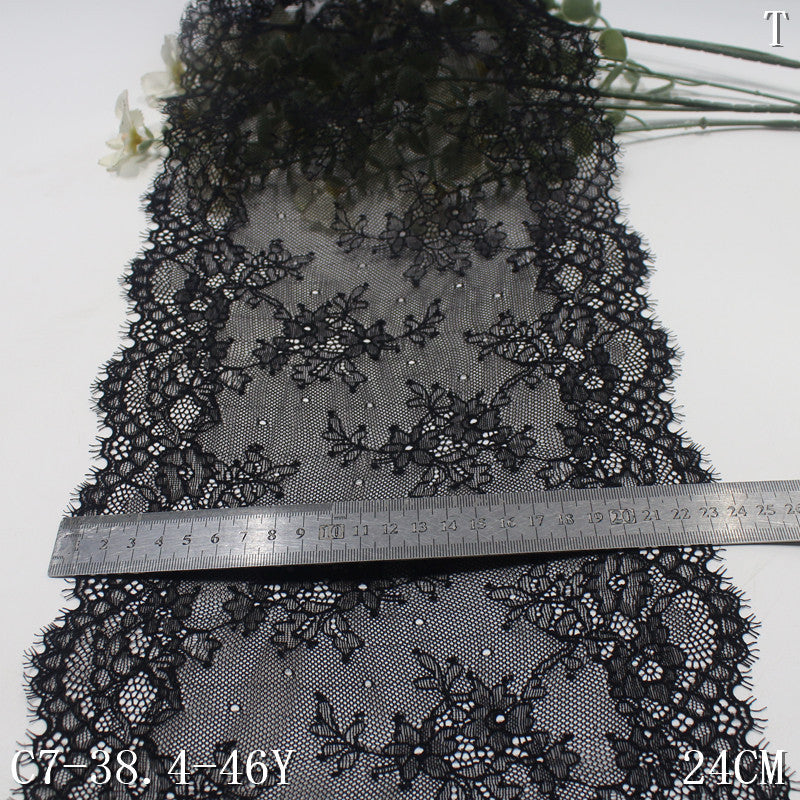 freedombeauty|Two-tone Double Wave Scattered Vintage Flower Lightweight Elastic Eyelash Garment Home Textile Lace Trim DIY