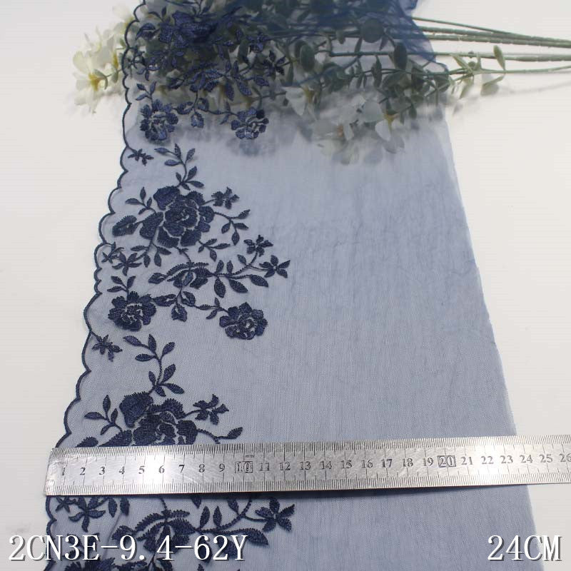 【1pack】-freedombeauty|Two Colors Lightweight Mesh Ancient Style Single Edge Flower Embroidery Lace DIY Clothing Curtain Lace Trim Accessories