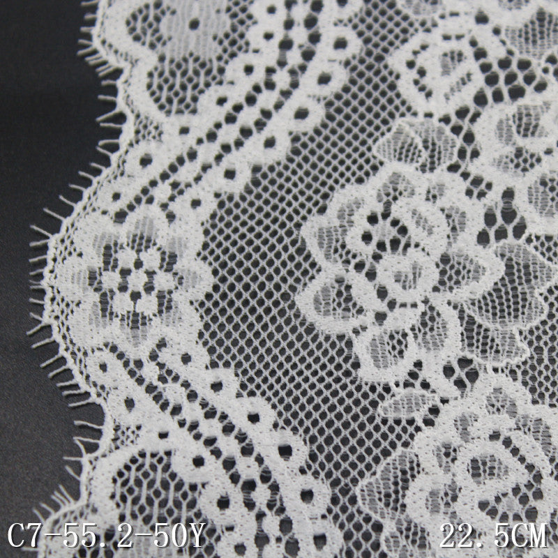 freedombeauty|White Double-Sided Wavy Retro Elastic Eyelash Lace Trim Performance Costume Curtain 22cm Lace Trim Accessories