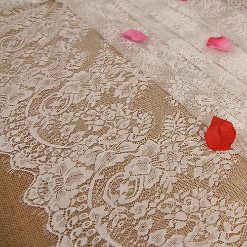 FREEDOMBEAUTY | Nordic Country White Lace Lace Tablecloth, Eyelash Lace, Wedding Celebration Decorative Lace Fabric