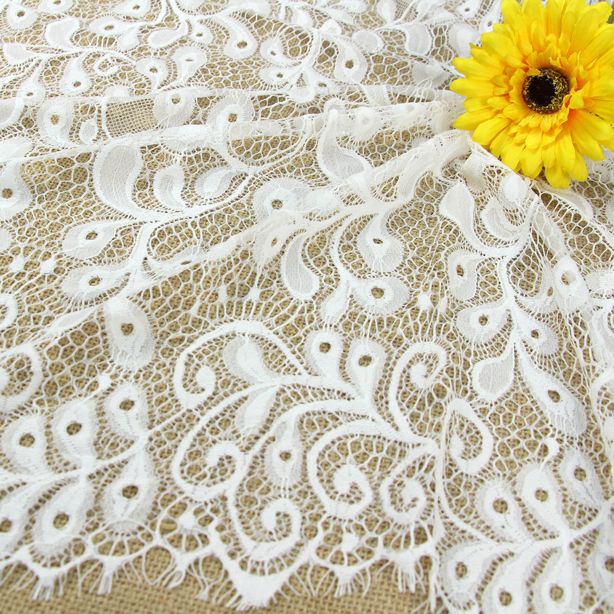 FREEDOMBEAUTY | 150cm full eyelash lace, lace fabric, nylon lace, collar lace wedding lace fabric