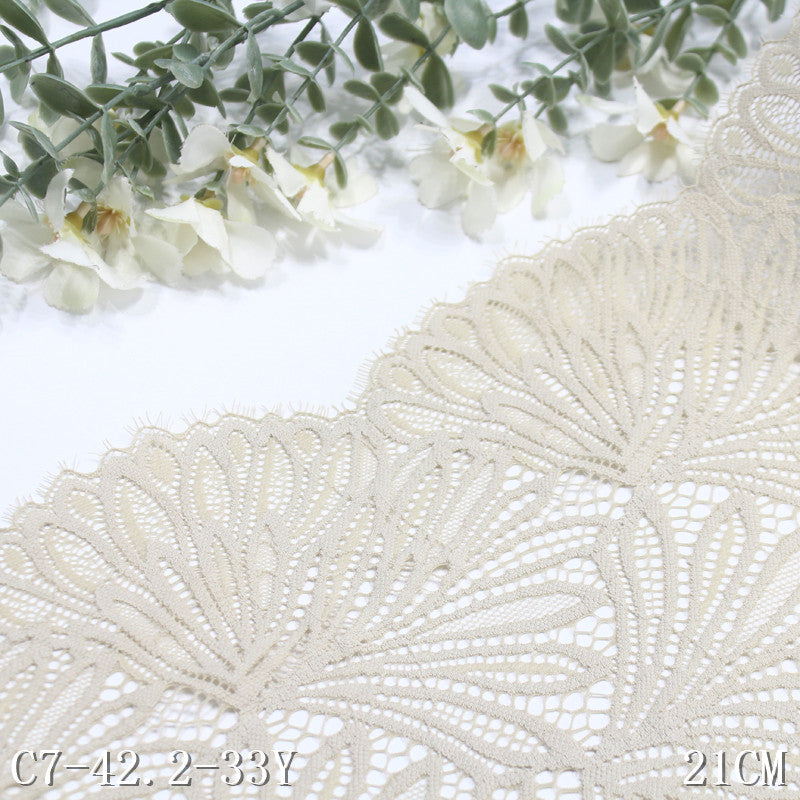 freedombeauty|Skin Tone Double-Sided Wavy Ethnic Style Elastic Eyelash Lace Dance Costume Curtain 21cm Lace Trim Accessories