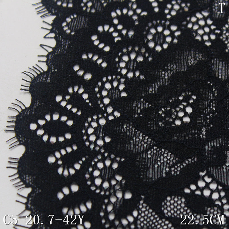 freedombeauty|Black and White Double Wave Romantic Hollow Flower Lightweight Elastic Eyelash Clothing Lingerie Lace Trim DIY