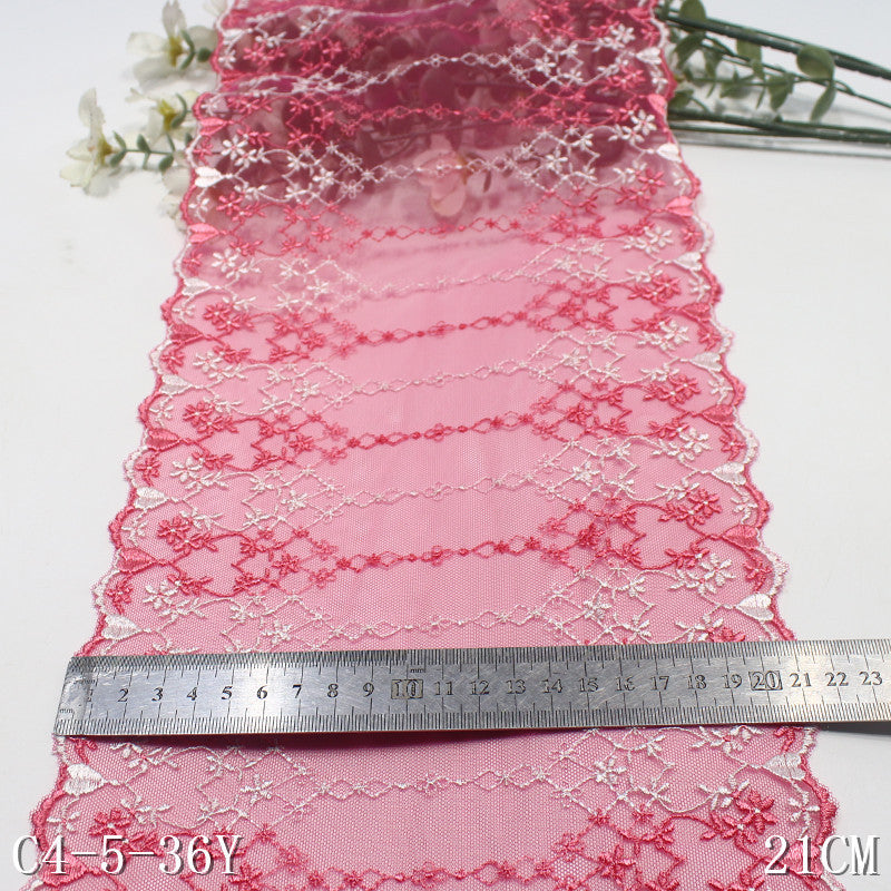 【1pack】-freedombeauty | Two-tone French Double-sided Heart Heart-shaped Floral Mesh Embroidery Trim Curtain Sofa Cushion Lace Trim Accessories