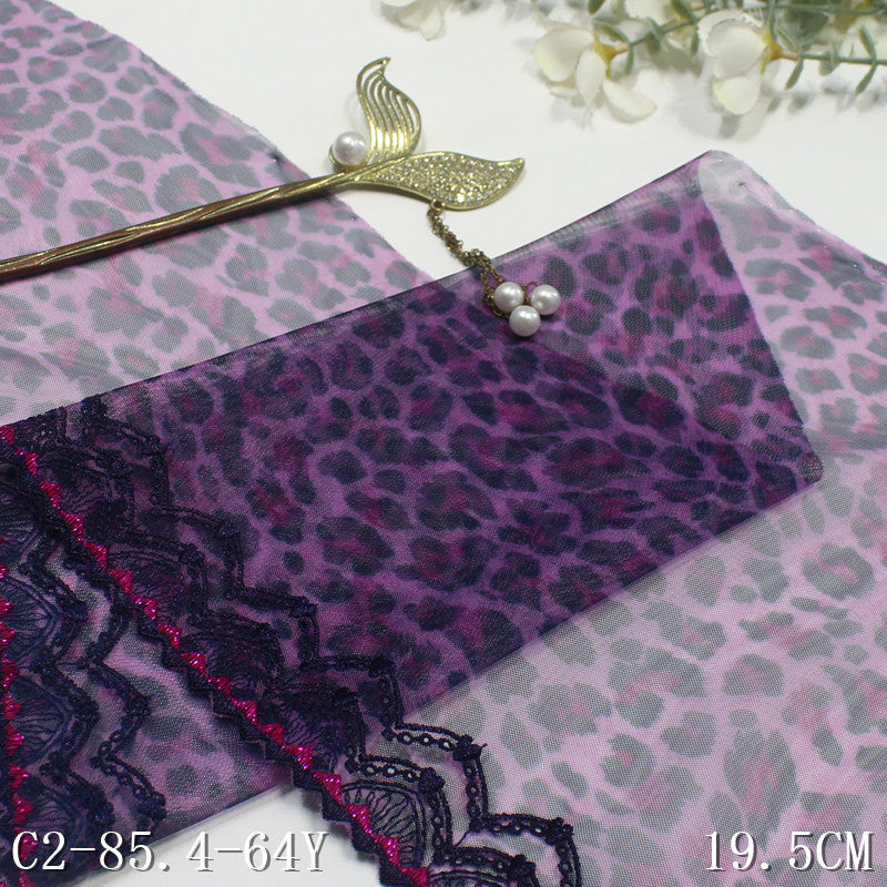 【1pack】-freedombeauty|Leopard Print Single Side Silver Thread Mesh Embroidery Trim 19cm Curtain Sofa Cushion Lace Trim Accessories
