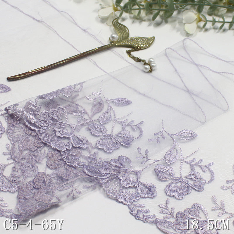 【1pack】-Freedombeauty | Unilateral Exquisite Vintage Flower Mesh Embroidery Lace 18cm Clothing Home Textile Lace Accessories DIY