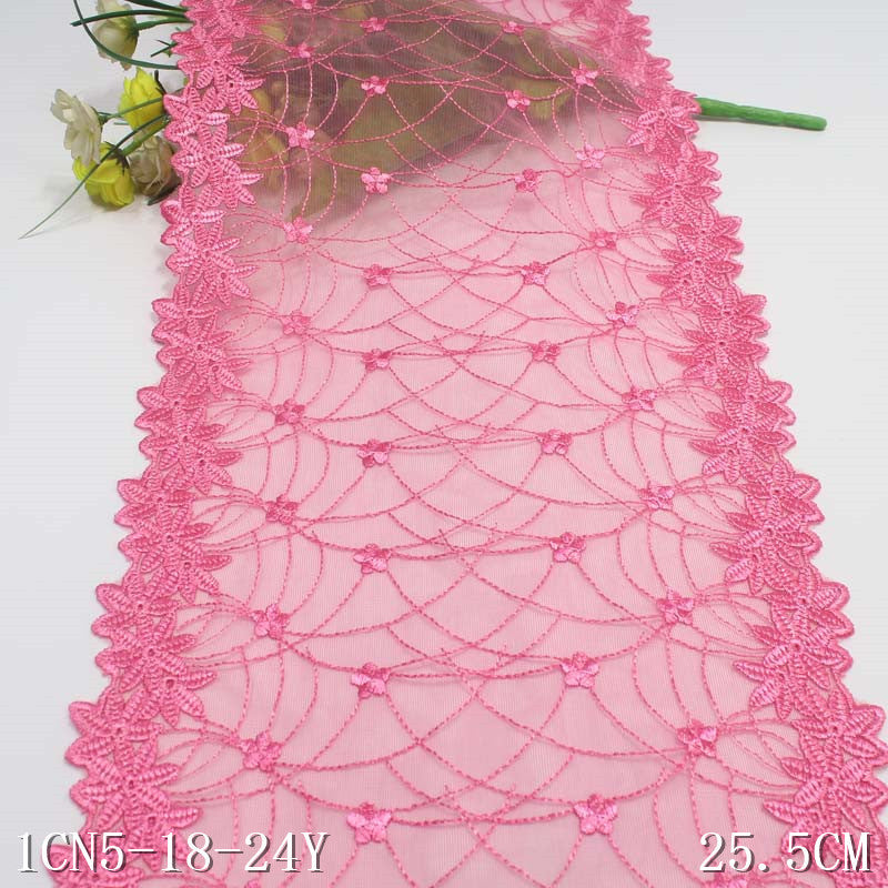 【1pack】-Freedombeauty | Pink Mesh Bilateral Texture Flower Embroidery Lace DIY Curtain Sofa Cushion Lace Accessories