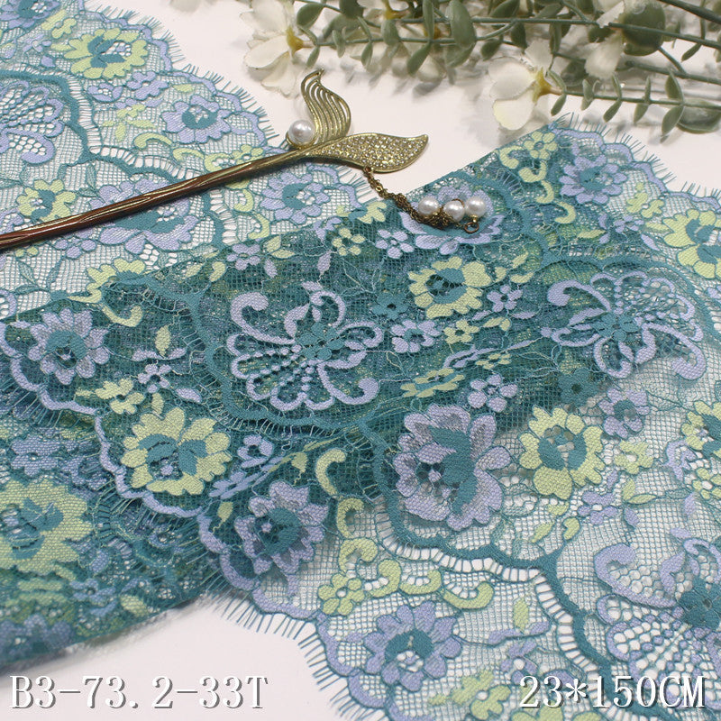 freedombeauty|Multicolor Double Wave Center Vintage Flower Non-Elastic Eyelash Lace Trim Clothing Home Textile Lace Trim Accessories DIY