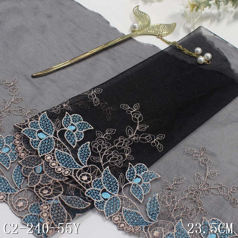 【1pack】-freedombeauty | Two-tone Double-sided Classical Gold Thread Flower Mesh Embroidery Lace Trim Dancewear Pajamas Lace Trim Accessories