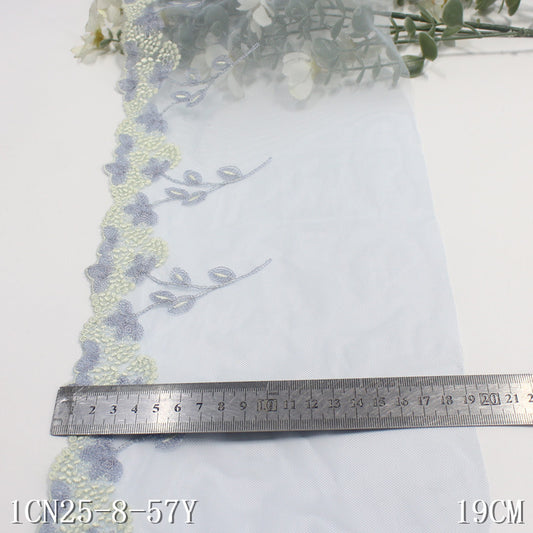 【1pack】-freedombeauty|Two-Color Mesh Single-Sided Pastoral Style Leaf Embroidery Lace Trim Curtain Sofa Cushion Lace Trim DIY Accessories