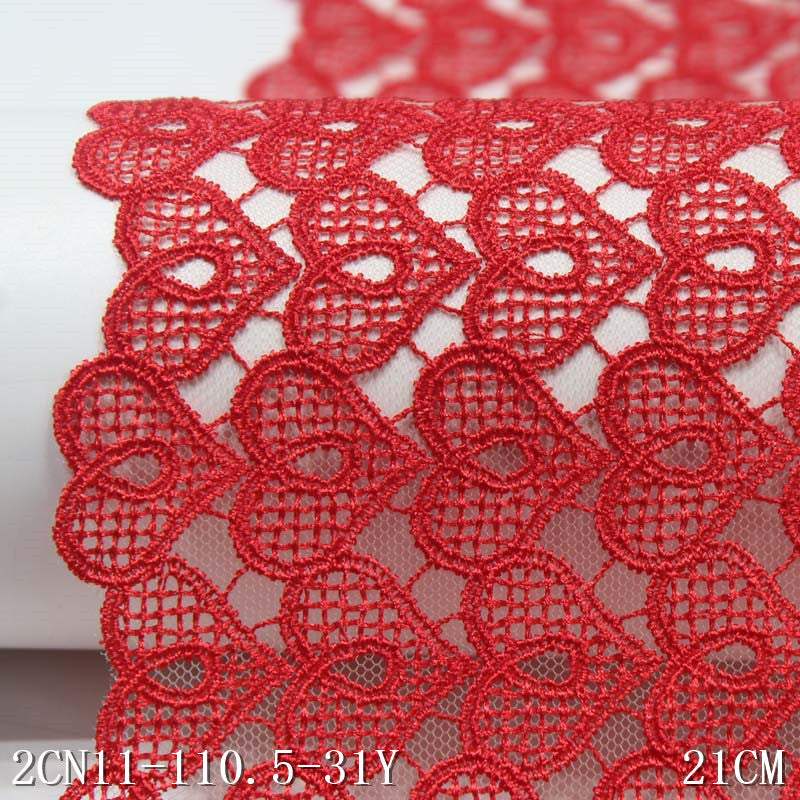 【1pack】-freedombeauty|Apricot Mesh Red Polyester Thread Heart Embroidery Lace Trim Curtain Clothing Underwear Lace Trim