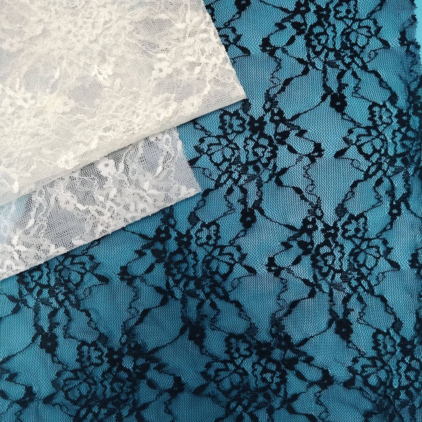freedombeauty|Connected Small Flower Curve Elastic Lace Fabric Mesh Lace Trim Hollow Mesh Sexy Mesh Fabric