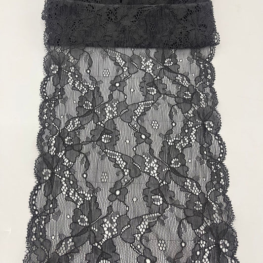 freedombeauty|17CM Black Lace Trim Fashionable High-Quality Large Lace Elastic Trim Clothing