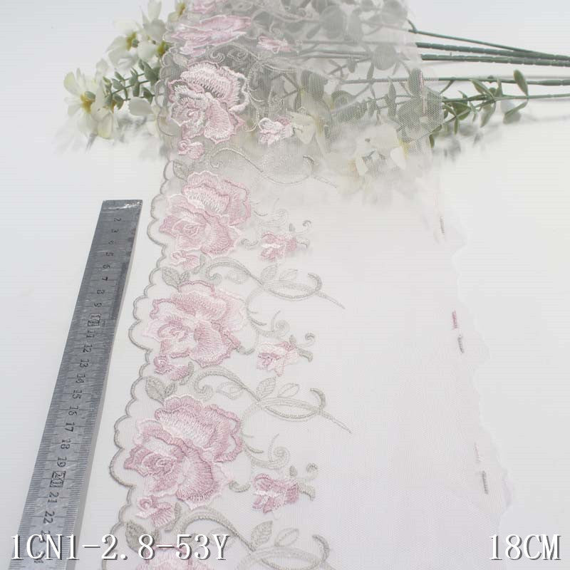 【1pack】-freedombeauty|Multicolor Mesh Single-Sided Vintage Exquisite Flower Embroidery Lace DIY Clothing Curtain Lace Trim Accessories