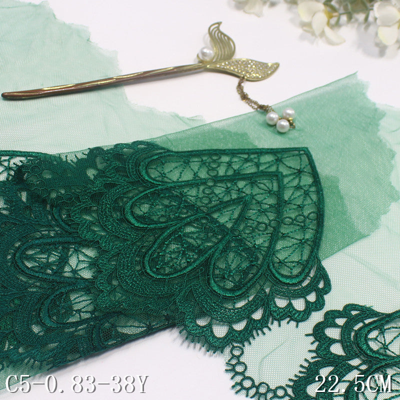 【1pack】-freedombeauty|Multicolor Single-Sided Flat Embroidery Diamond Mesh Lace Trim 21cm Curtain Sofa Cushion Lace Trim Accessories