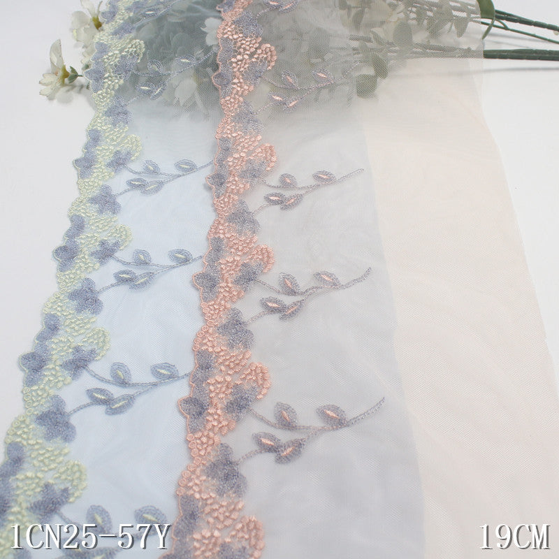 【1pack】-freedombeauty|Two-Color Mesh Single-Sided Pastoral Style Leaf Embroidery Lace Trim Curtain Sofa Cushion Lace Trim DIY Accessories