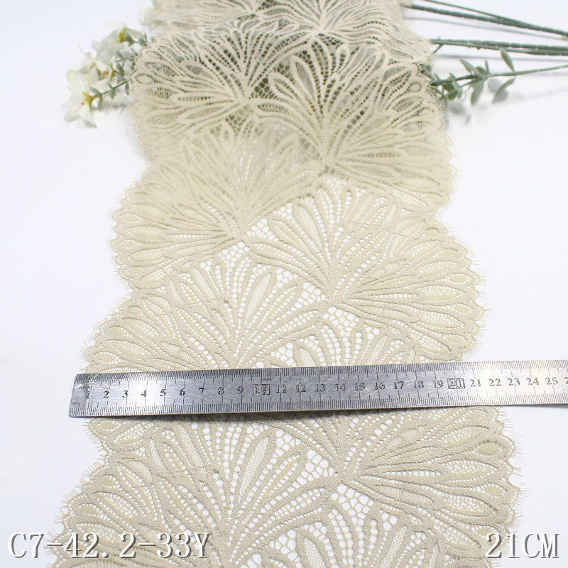 freedombeauty|Skin Tone Double-Sided Wavy Ethnic Style Elastic Eyelash Lace Dance Costume Curtain 21cm Lace Trim Accessories