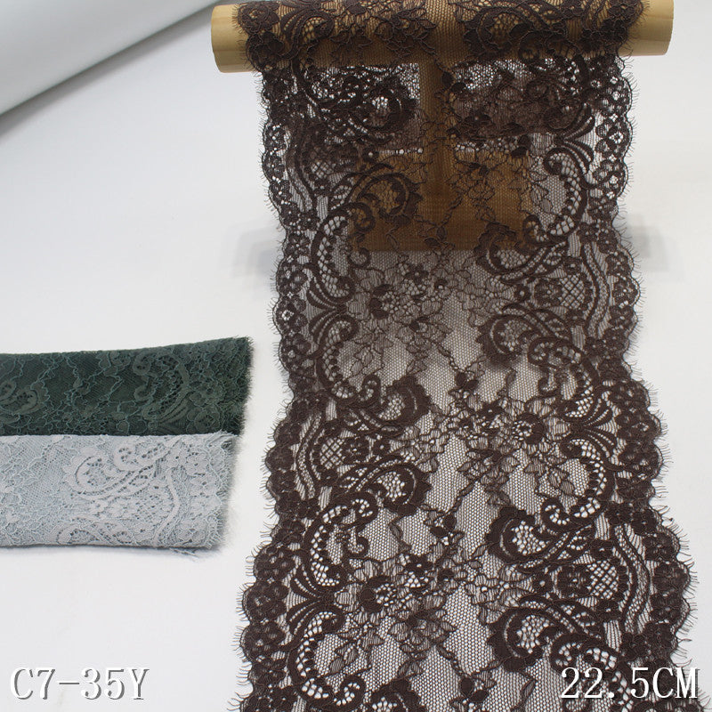 freedombeauty|Multicolor Double-Sided Wavy Thread Elastic Eyelash Lace Trim Performance Costume Curtain 22cm Lace Trim Accessories