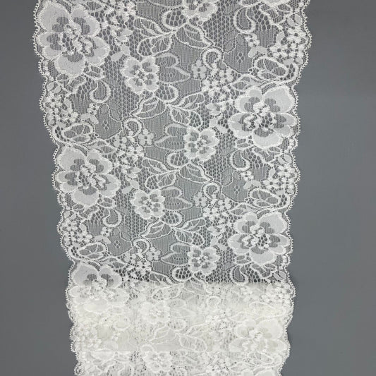 freedombeauty|19cm Elastic Lace Trim for Wedding Dress Accessories White Hollow Lace Edge Nylon Handmade