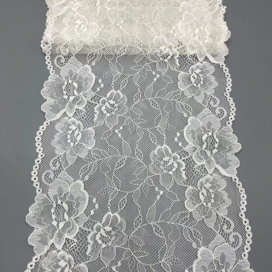 freedombeauty|22CM Black and White Hollow Elastic Lace Trim DIY Clothing, Lingerie Trim, Wedding Dress Decoration Accessories