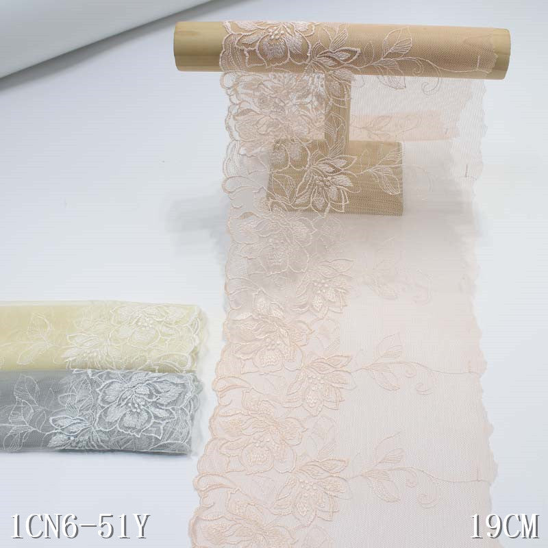 【1pack】-freedombeauty|Multicolor Mesh Ancient Style Single-Sided Polyester Flower Embroidery Lace DIY Clothing Curtain Lace Trim Accessories