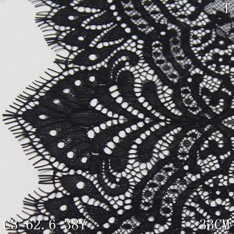 freedombeauty|Black and Red Double-Sided Large Wave Classical Flower Non-Elastic Eyelash 33cm Clothing Home Textile Lace Trim DIY