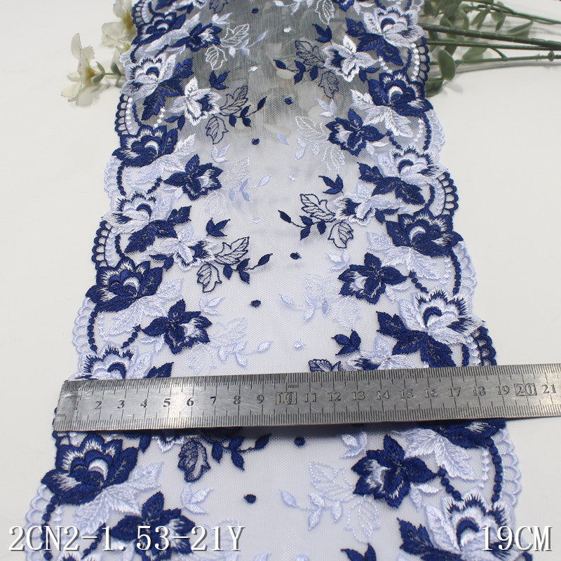 【1pack】-Freedombeauty | Two Colors Double Bellow Classical Single Bilateral Flower Embroidery Lace Soft Delicate Clothing Curtain Lace Accessories